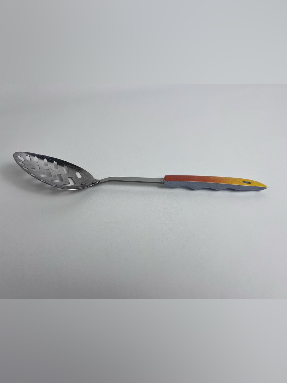 VTG Heart Slotted Utensil Serving Spoon Handle Orange Blue Stainless Japan 60’s